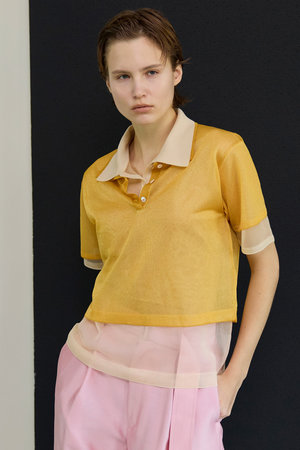メゾンスペシャル/MAISON SPECIALの【予約販売】Layered Sheer Knit Polo/レイヤードシアーニットポロ(110300/110301)