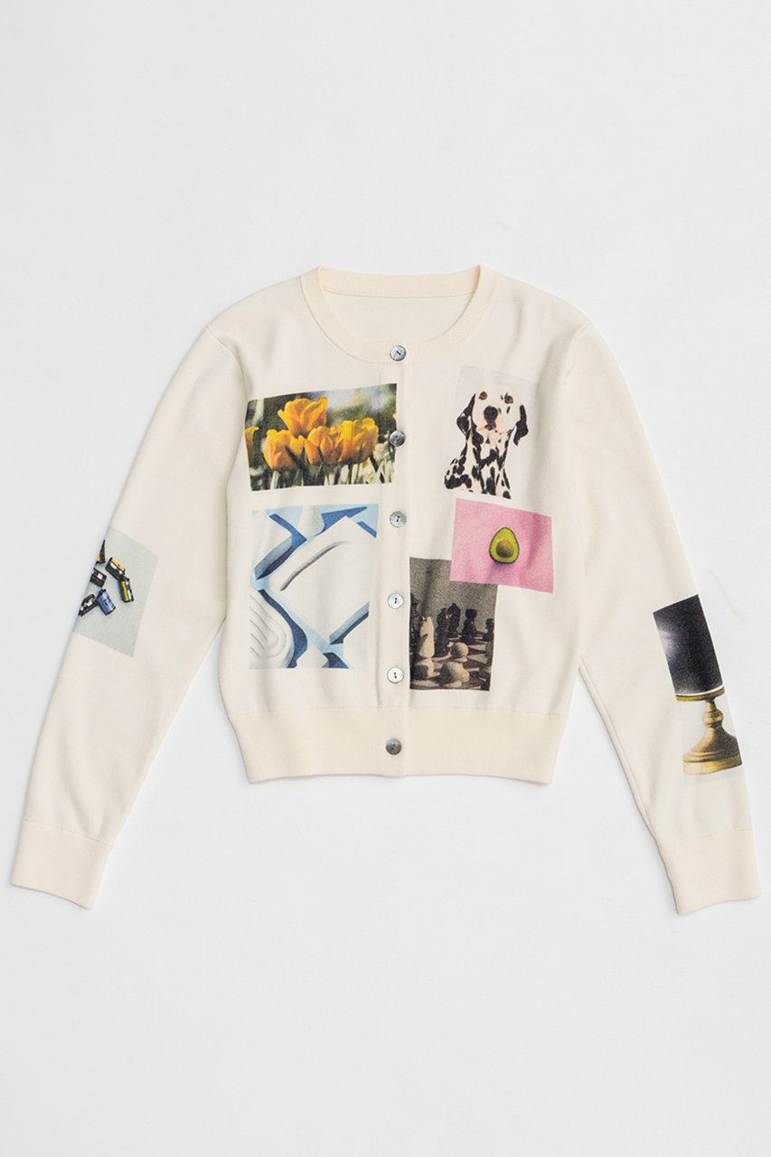 メゾンスペシャル/MAISON SPECIALのPhoto Collage Compact Knit Cardigan/フォトコラージュコンパクトニットカーディガン(IVR(アイボリー)/21261366302)
