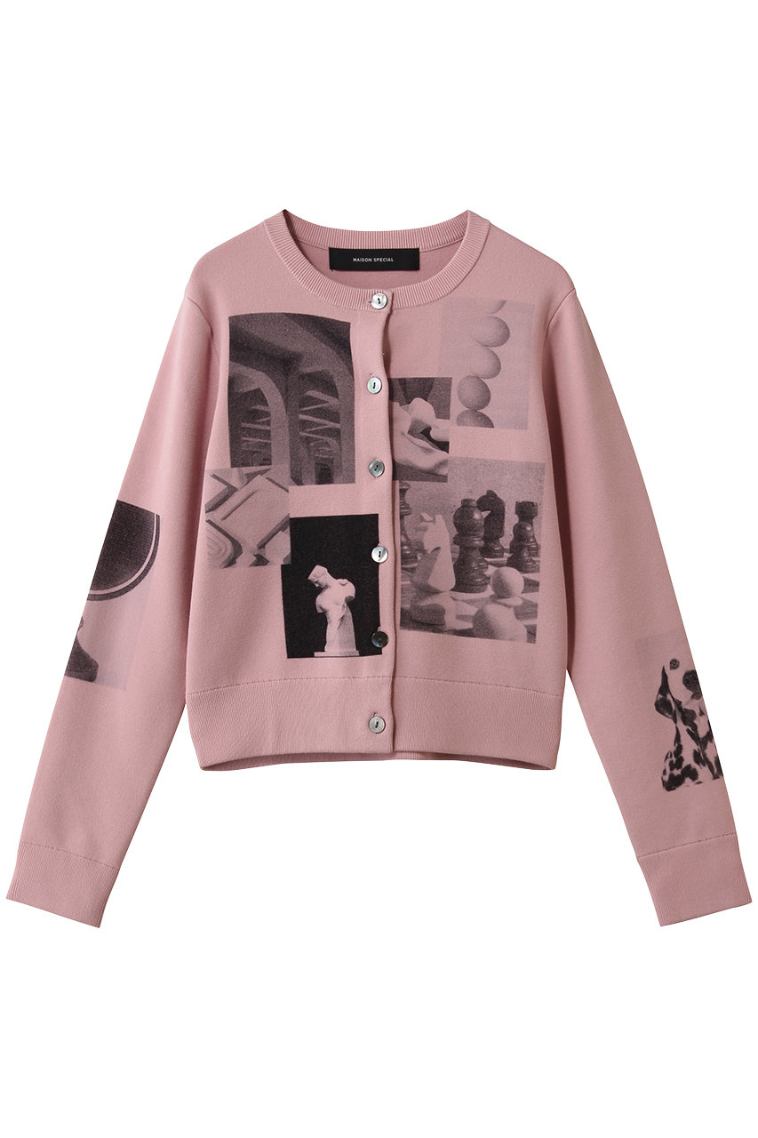 メゾンスペシャル/MAISON SPECIALのPhoto Collage Compact Knit Cardigan/フォトコラージュコンパクトニットカーディガン(PNK(ピンク)/21261366302)