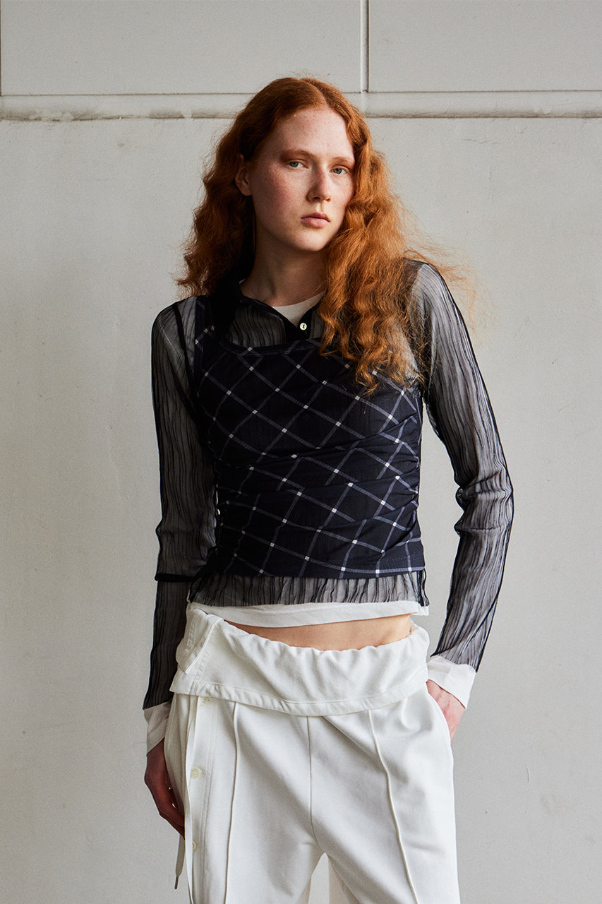 MAISON SPECIAL(メゾンスペシャル)｜Three-Piece Sheer Polo Top