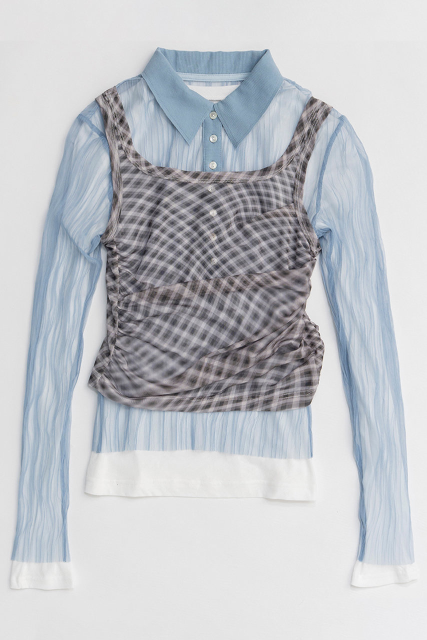 Three-Piece Sheer Polo Top/スリーピースシアーポロトップ