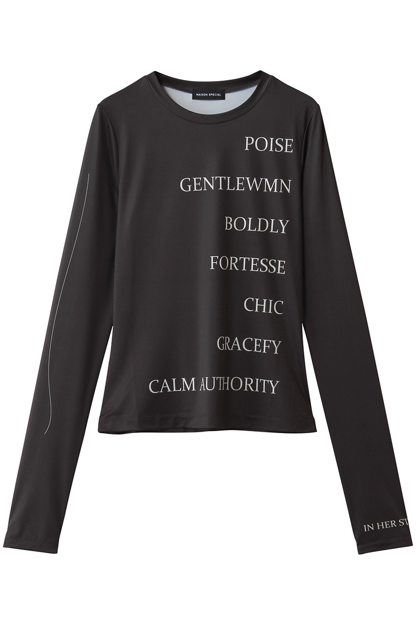 メゾンスペシャル/MAISON SPECIALのLogo Sheer Top/ロゴタイポスキューバトップ(BLK(ブラック)/21261415203)