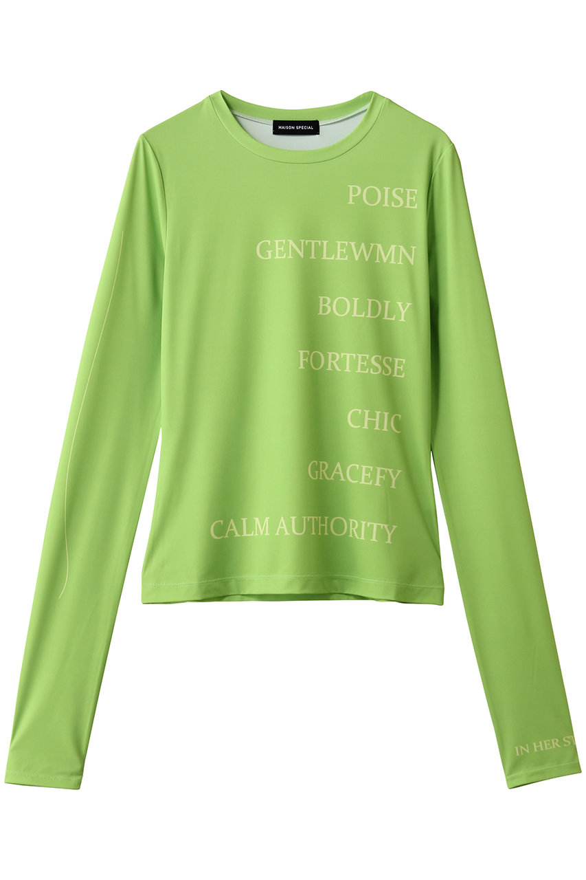 メゾンスペシャル/MAISON SPECIALのLogo Sheer Top/ロゴタイポスキューバトップ(LIME(ライム)/21261415203)
