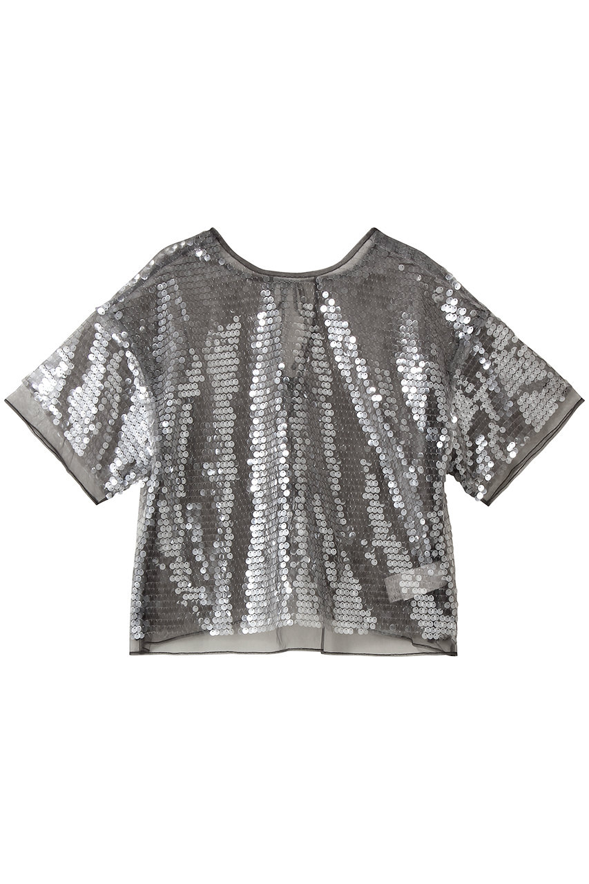 メゾンスペシャル/MAISON SPECIALのSheer sequins Over T-Shirt/シアースパンコールオーバーTシャツ(L.GRY(ライトグレー)/21261415205)