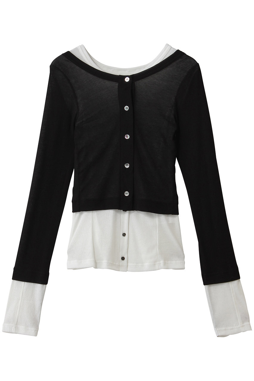 メゾンスペシャル/MAISON SPECIALの2WAY Neck Bicolor Comfort Top/2WAYネックバイカラーコンフィートップ(BLK(ブラック)/21261415302)