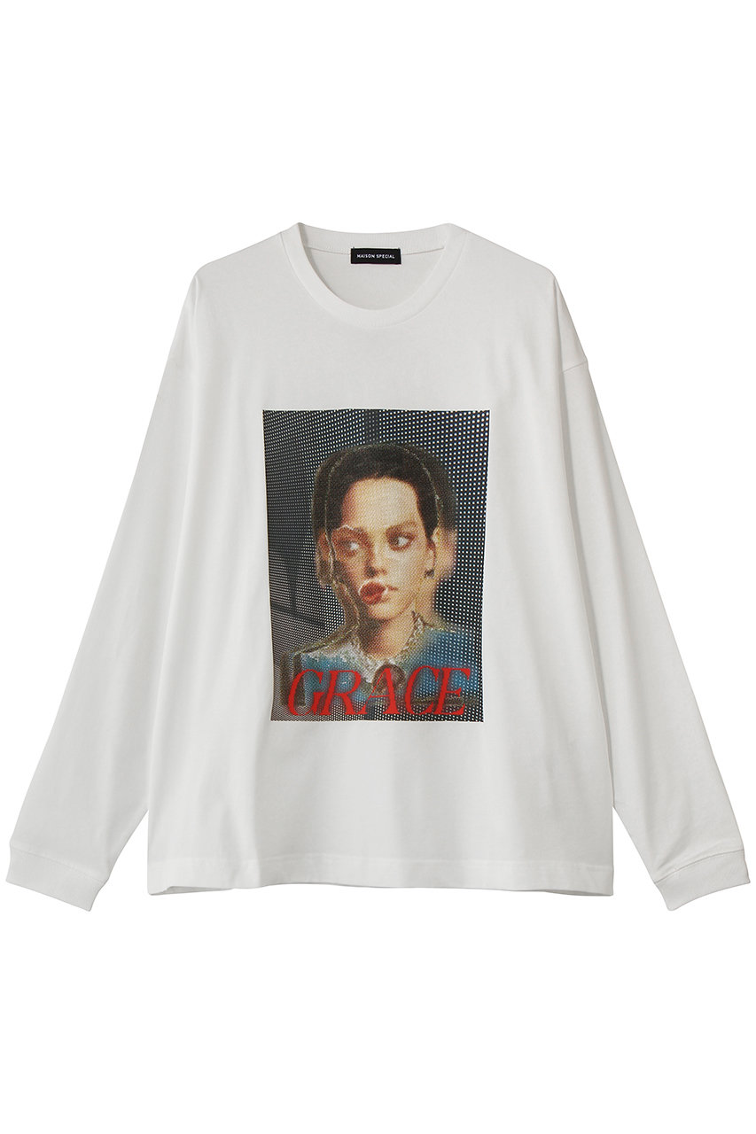 メゾンスペシャル/MAISON SPECIALのGRACE Print Long Tee/GRACEプリントロンTEE(WHT(ホワイト)/21261415304)