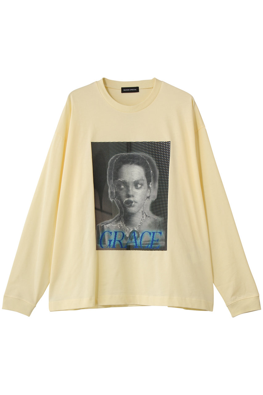 メゾンスペシャル/MAISON SPECIALのGRACE Print Long Tee/GRACEプリントロンTEE(YEL(イエロー)/21261415304)
