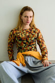 Flower Print Tops/ブラーフラワープリントトップス