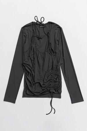 メゾンスペシャル/MAISON SPECIALのHalter Neck Layered Tops/ホルターネックレイヤードトップス(110100/110103)