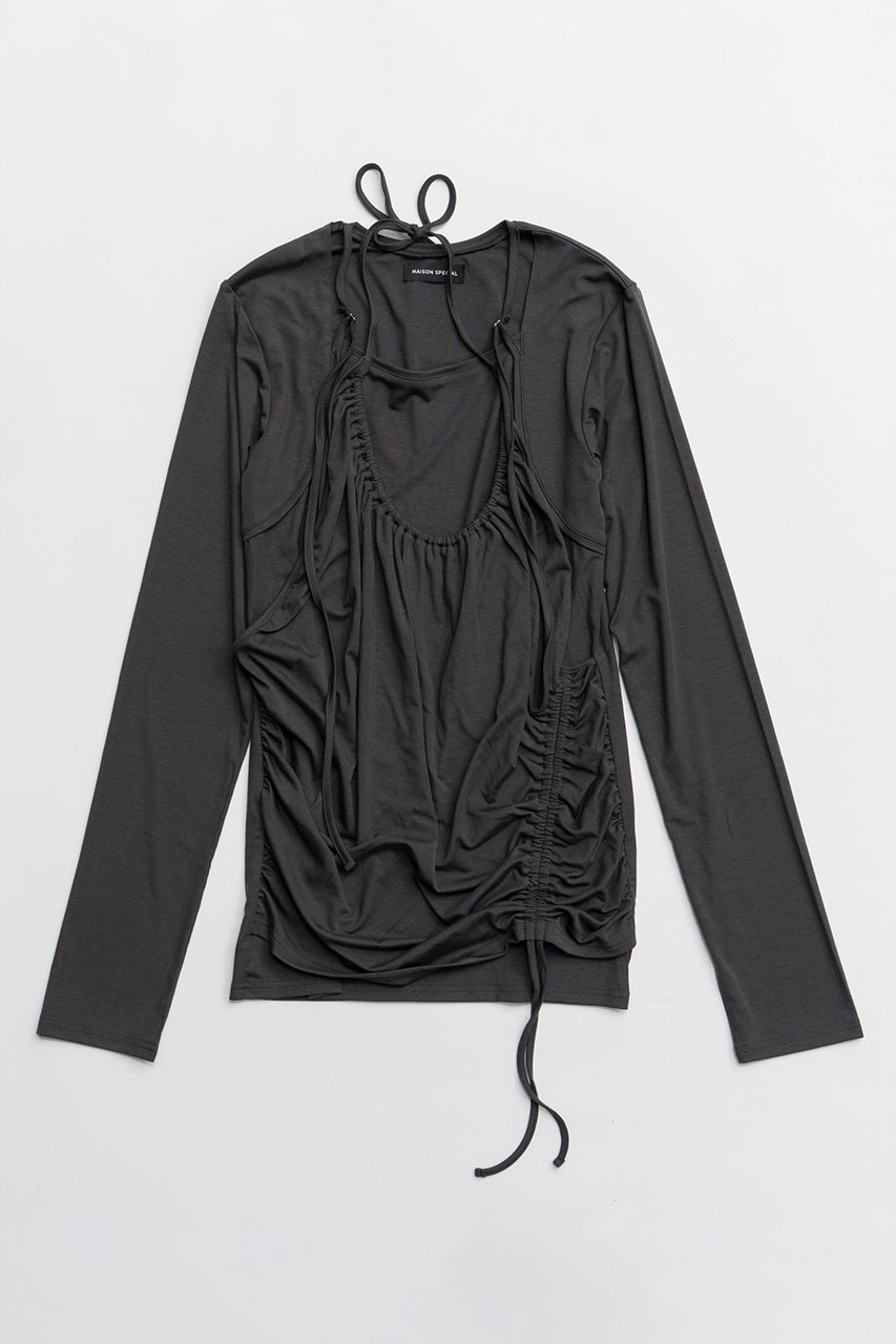 メゾンスペシャル/MAISON SPECIALのHalter Neck Layered Tops/ホルターネックレイヤードトップス(C.GRY(チャコールグレー)/21261415804)