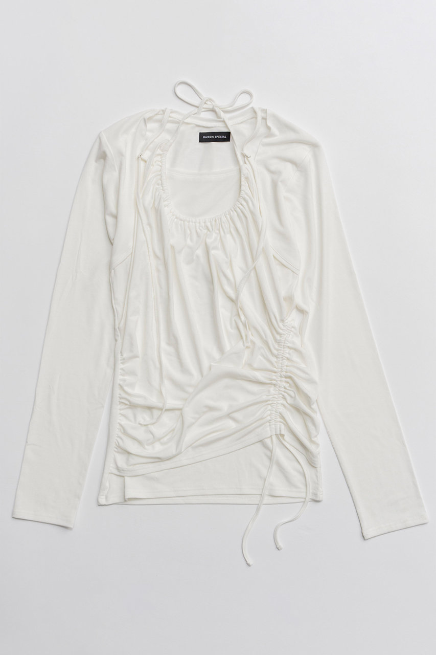 メゾンスペシャル/MAISON SPECIALのHalter Neck Layered Tops/ホルターネックレイヤードトップス(WHT(ホワイト)/21261415804)