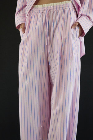 メゾンスペシャル/MAISON SPECIALのLines Stone Pajama Pants/ラインストーンパジャマパンツ(110600/110601)