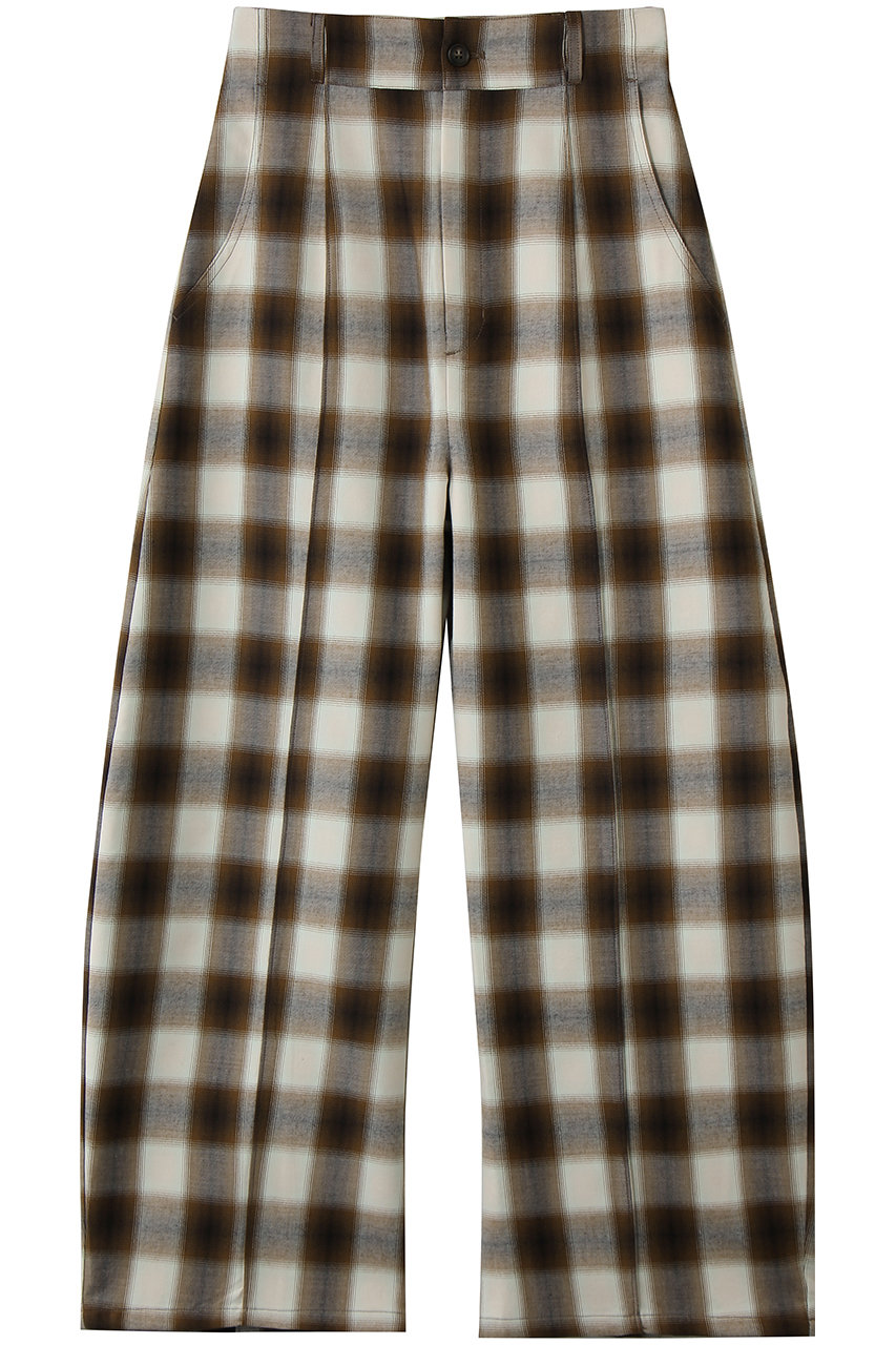 メゾンスペシャル/MAISON SPECIALのCenter Pin Tuck Ombre Check Pants/センターピンタックオンブレチェックパンツ(BRN(ブラウン)/21261465807)