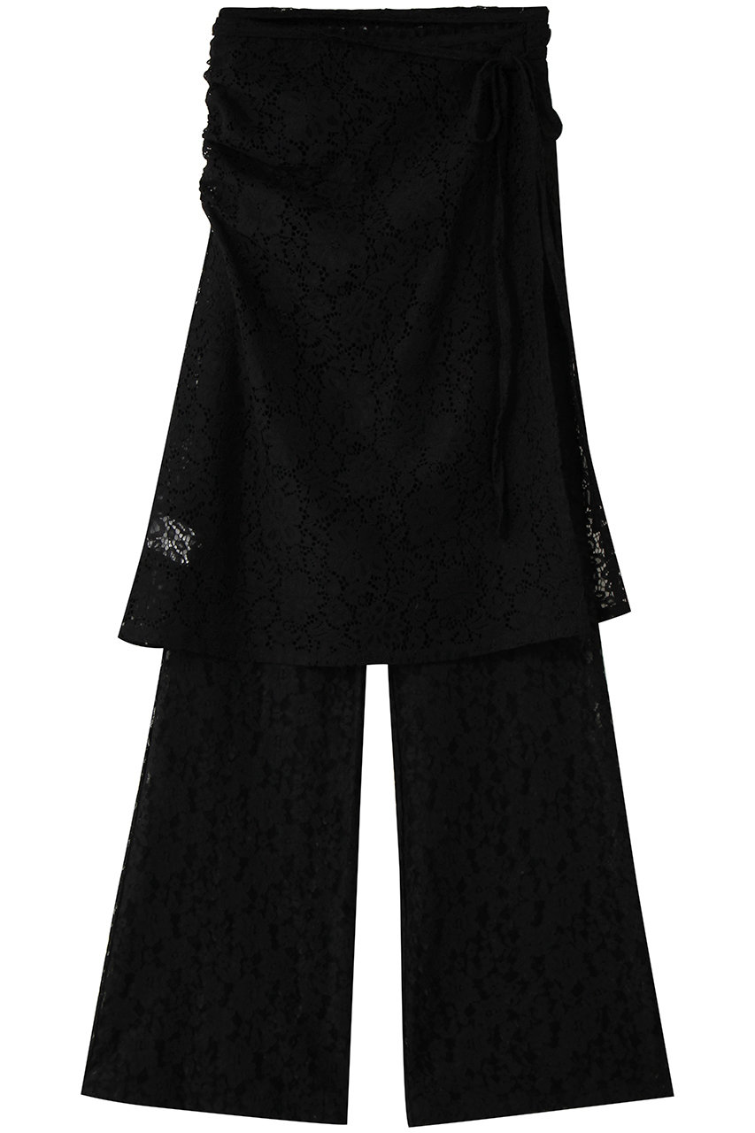 メゾンスペシャル/MAISON SPECIALのSide Gathered Wrap Lace Skirt Pants/サイドギャザーラップレーススカートパンツ(BLK(ブラック)/21261465809)
