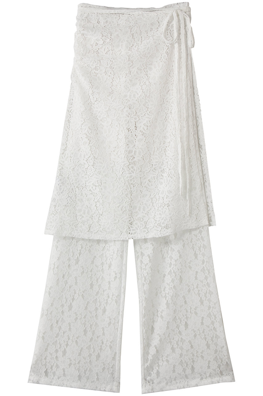 メゾンスペシャル/MAISON SPECIALのSide Gathered Wrap Lace Skirt Pants/サイドギャザーラップレーススカートパンツ(WHT(ホワイト)/21261465809)