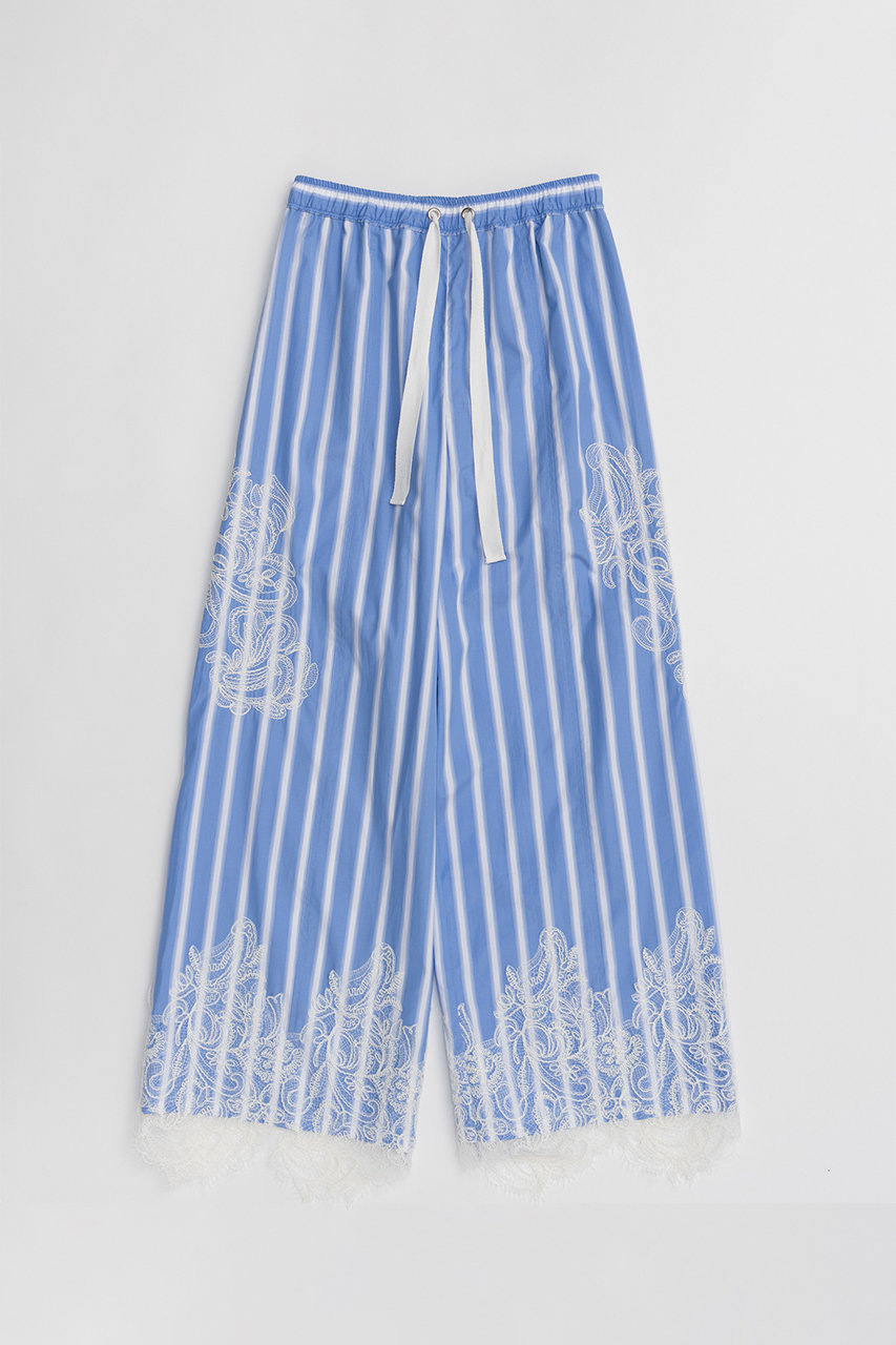 メゾンスペシャル/MAISON SPECIALの【予約販売】Striped Lace Pants/ワイドスカラップレースパンツ(BLU(ブルー)/21261466304)