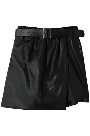 メゾンスペシャル/MAISON SPECIALのDrape V-Neck Vegan Leather Culotte Skirt/ドレープフェイクレザーキュロットスカート(110700/110703)