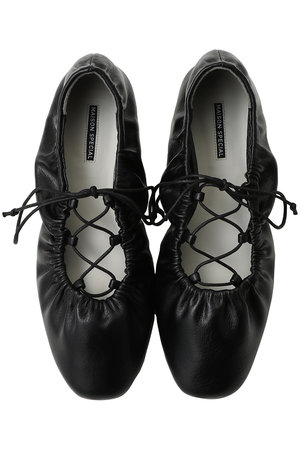 メゾンスペシャル/MAISON SPECIALのLace-Up Gathered Flat Shoes/レースアップギャザーフラットシューズ(130400/130401)