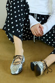 Lace-Up Gathered Flat Shoes/レースアップギャザーフラットシューズ