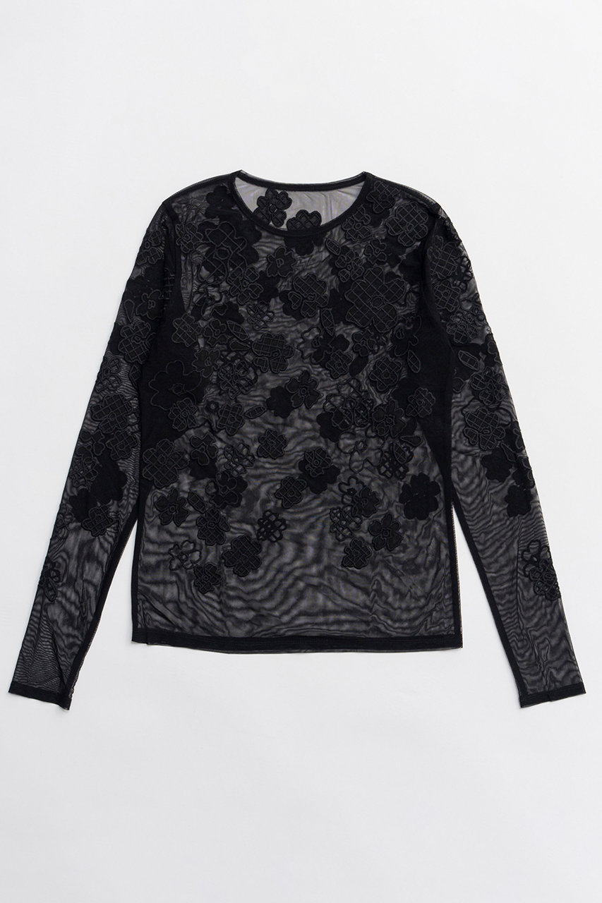 メゾンスペシャル/MAISON SPECIALの【予約販売】Flower Embroidery Sheer Tops/フラワーエンブロイダリーシアートップス(BLK(ブラック)/21261415307)