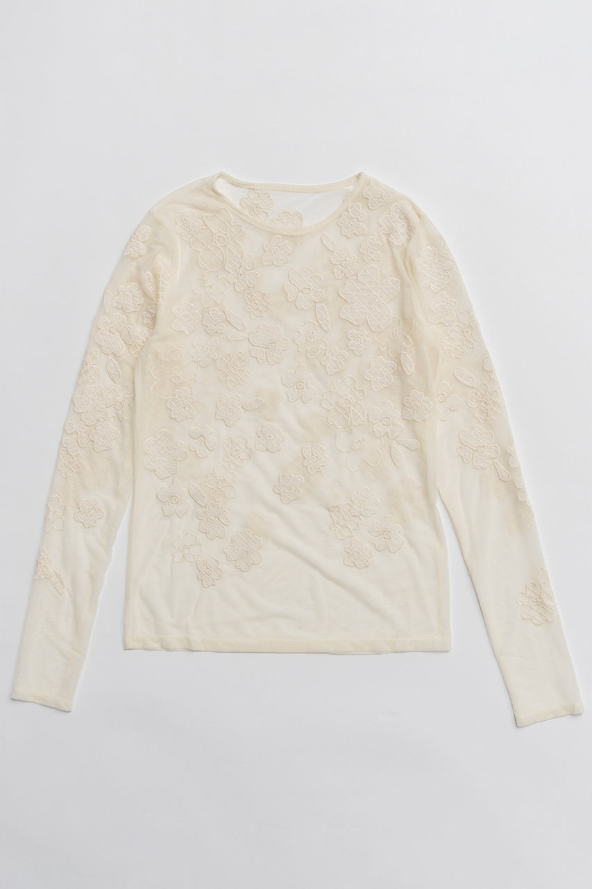 メゾンスペシャル/MAISON SPECIALの【予約販売】Flower Embroidery Sheer Tops/フラワーエンブロイダリーシアートップス(WHT(ホワイト)/21261415307)