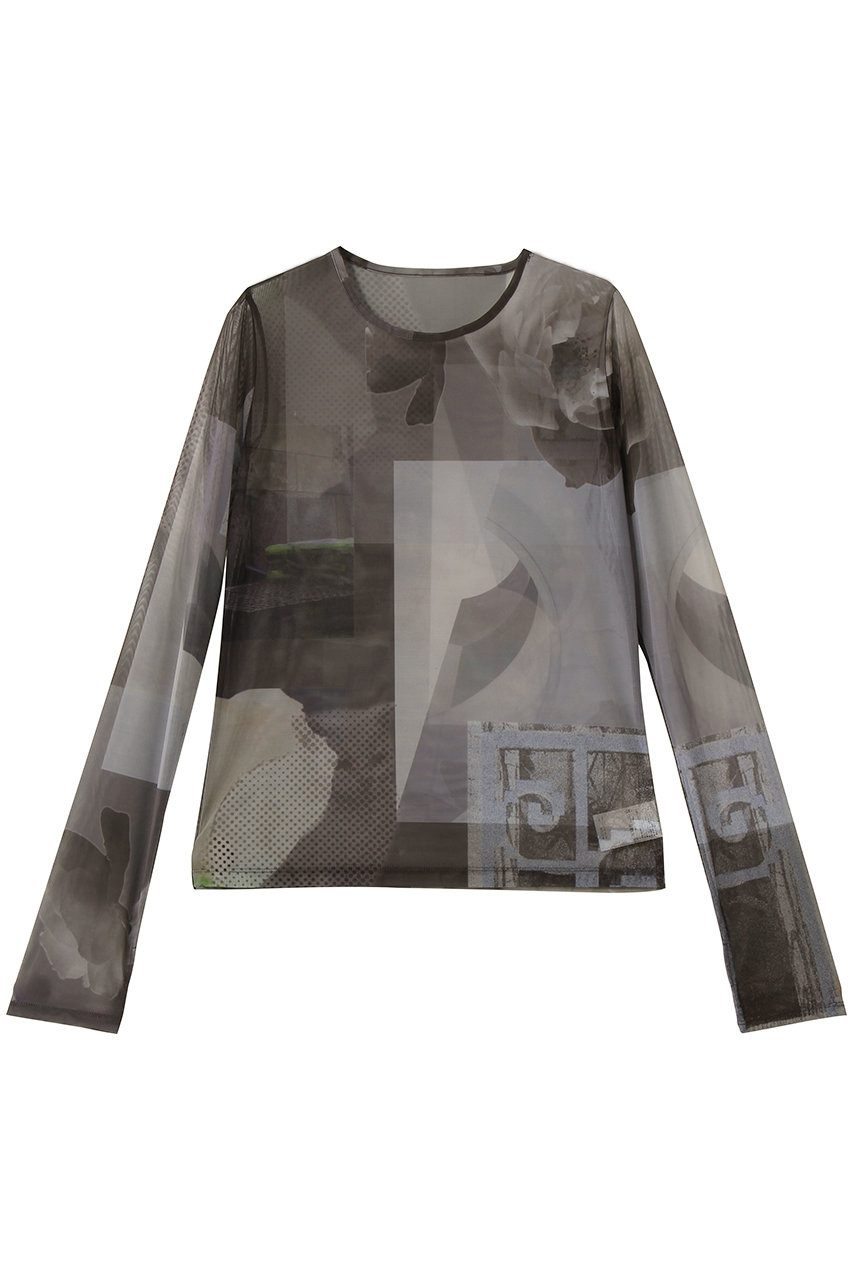 メゾンスペシャル/MAISON SPECIALのPhoto Collage Mesh Tops/フォトコラージメッシュトップス(GRY(グレー)/21261415805)