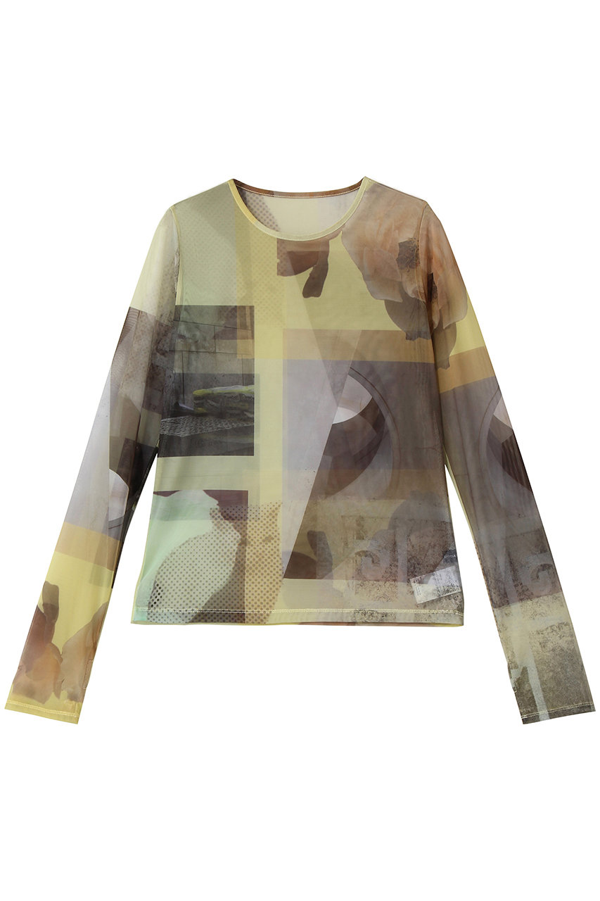 メゾンスペシャル/MAISON SPECIALのPhoto Collage Mesh Tops/フォトコラージメッシュトップス(YEL(イエロー)/21261415805)