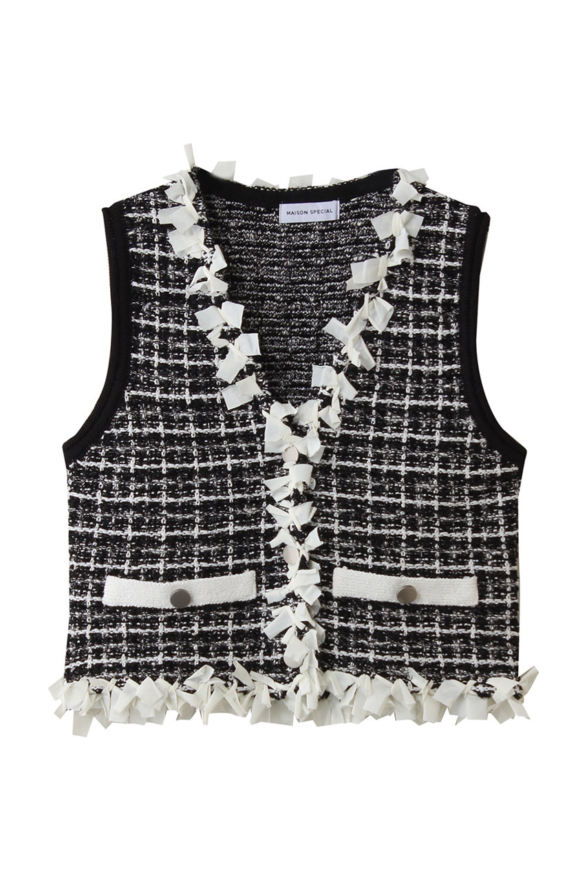 メゾンスペシャル/MAISON SPECIALの【予約販売】Tweed Knit Vest/ツイードニットベスト(BLK(ブラック)/21261365801)