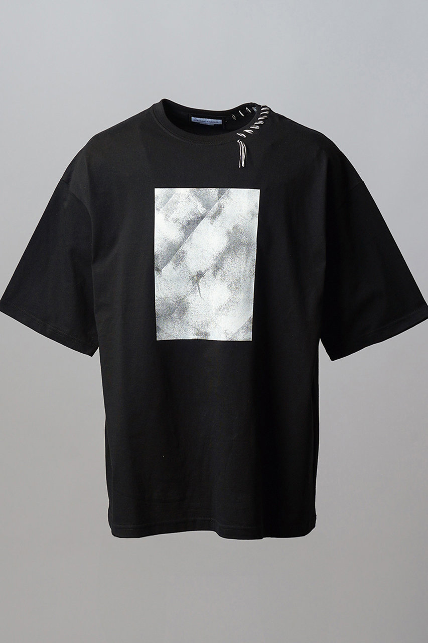メゾンスペシャル/MAISON SPECIALの【予約販売】【UNISEX】Abstract Hand-Printed Prime-Over Stitched Crew Neck T-shirt/アブストラクトハンドプリントプライムオーバーステッチクルーネックTシャツ(BLK(ブラック)/11261411206)