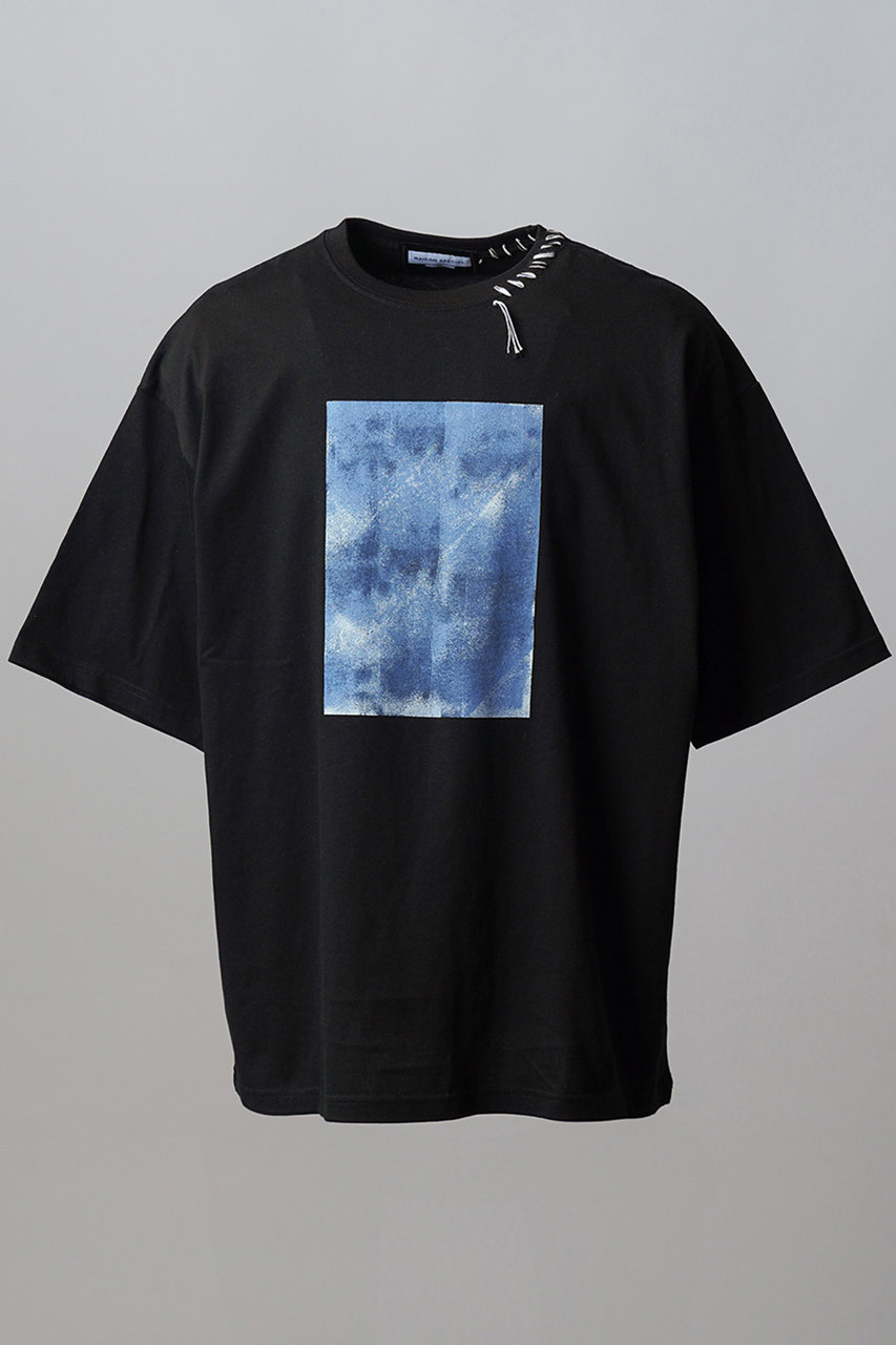 メゾンスペシャル/MAISON SPECIALの【予約販売】【UNISEX】Abstract Hand-Printed Prime-Over Stitched Crew Neck T-shirt/アブストラクトハンドプリントプライムオーバーステッチクルーネックTシャツ(D.BLU(ブルー)/11261411206)