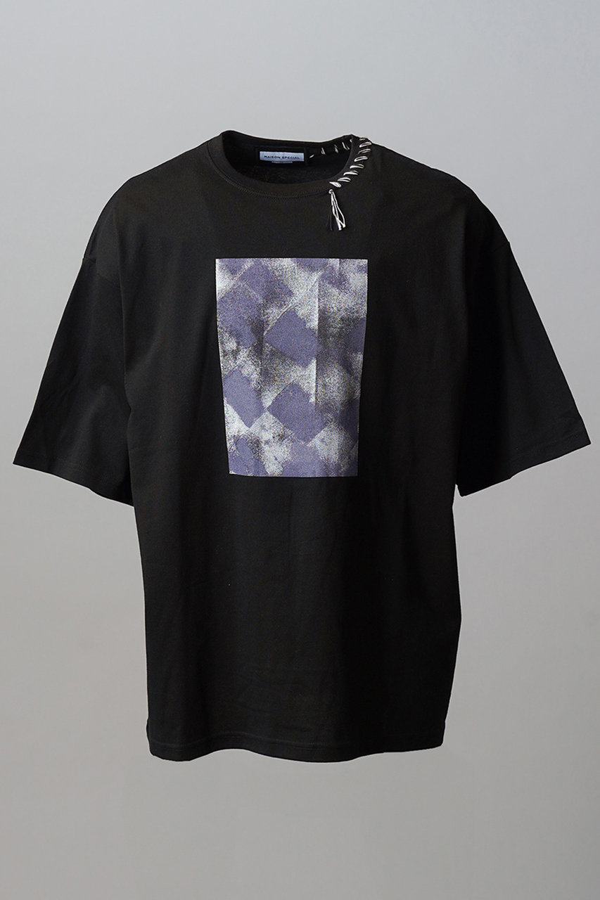 メゾンスペシャル/MAISON SPECIALの【予約販売】【UNISEX】Abstract Hand-Printed Prime-Over Stitched Crew Neck T-shirt/アブストラクトハンドプリントプライムオーバーステッチクルーネックTシャツ(PPL(パープル)/11261411206)