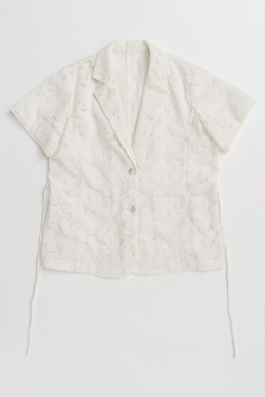 メゾンスペシャル/MAISON SPECIALの【予約販売】Flower Sheer Half-Sleeve Jacket/フラワーシアーハーフスリーブジャケット(WHT(ホワイト)/21261115205)