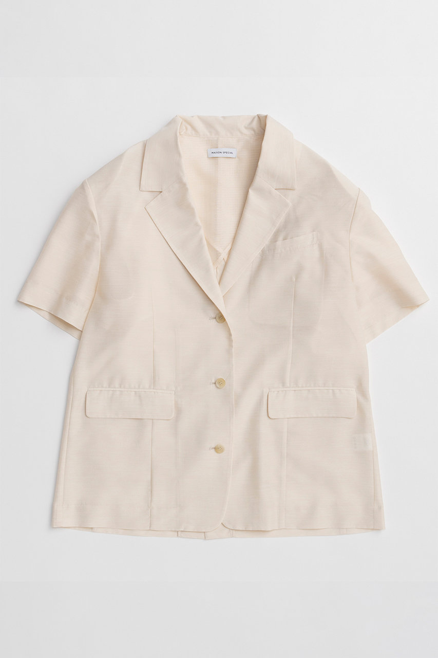 メゾンスペシャル/MAISON SPECIALの【予約販売】Half-Sleeve Sheer Suiting Jacket/ハーフスリーブシアースーチングジャケット(WHT(ホワイト)/21261115305)