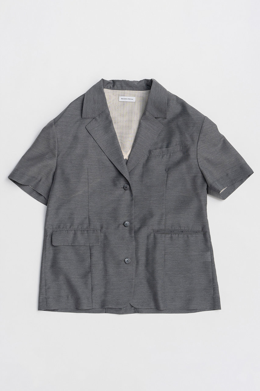 メゾンスペシャル/MAISON SPECIALの【予約販売】Half-Sleeve Sheer Suiting Jacket/ハーフスリーブシアースーチングジャケット(GRY(グレー)/21261115305)