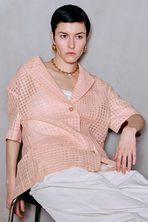 メゾンスペシャル/MAISON SPECIALの【予約販売】Half-Sleeve Sheer Check Jacket/ハーフスリーブシアーチェックジャケット(110800/110801)