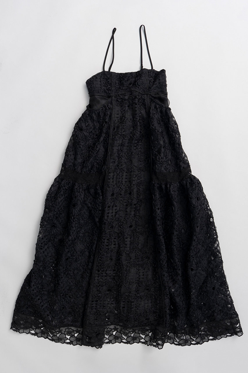 メゾンスペシャル/MAISON SPECIALの【予約販売】Embroidered Tiered Cami Dress/エンブロイダリーティアードキャミワンピース(BLK(ブラック)/21261265305)