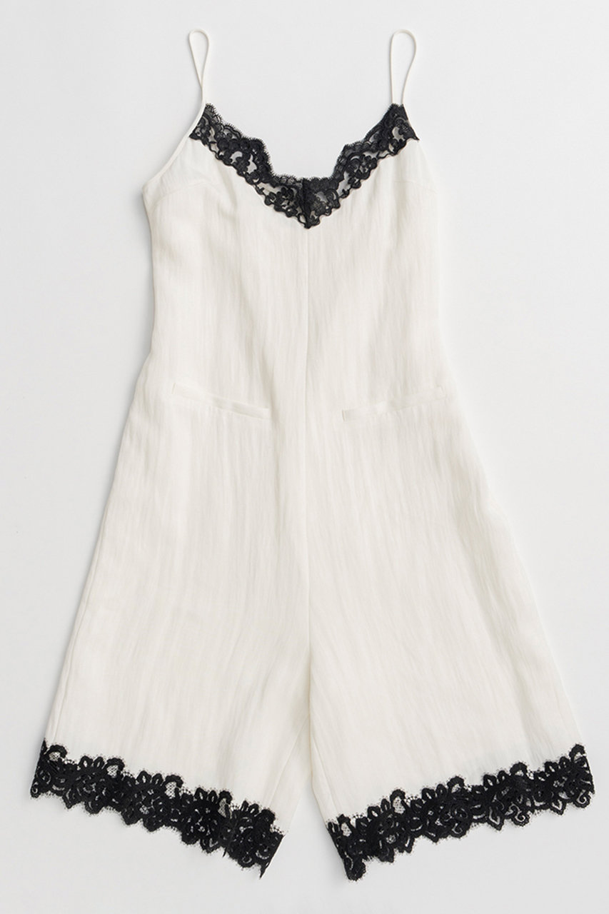 メゾンスペシャル/MAISON SPECIALのLace Trim Short Jumpsuit/レーストリムショートジャンプスーツ(WHT(ホワイト)/21261265804)