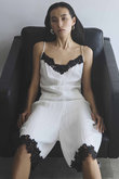 Lace Trim Short Jumpsuit/レーストリムショートジャンプスーツ
