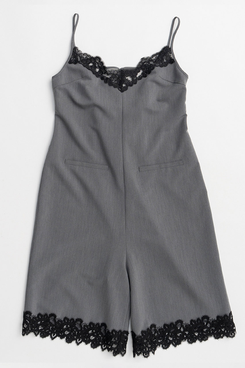 メゾンスペシャル/MAISON SPECIALのLace Trim Short Jumpsuit/レーストリムショートジャンプスーツ(GRY(グレー)/21261265804)