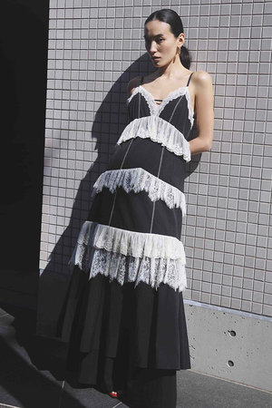 メゾンスペシャル/MAISON SPECIALのLace Tiered Cami Dress/レースティアードキャミワンピース(110500/110503)