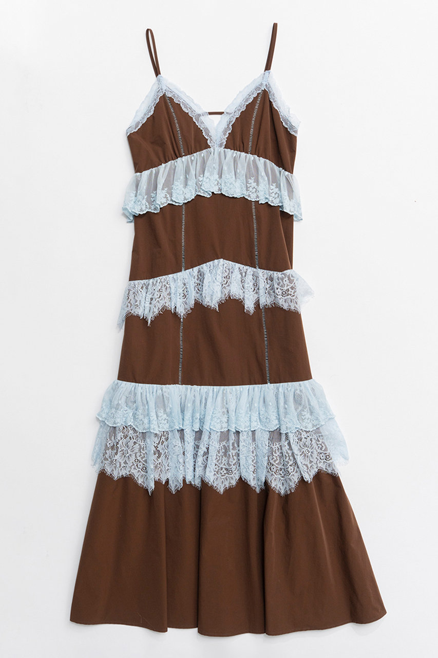 メゾンスペシャル/MAISON SPECIALのLace Tiered Cami Dress/レースティアードキャミワンピース(BRN(ブラウン)/21261266301)
