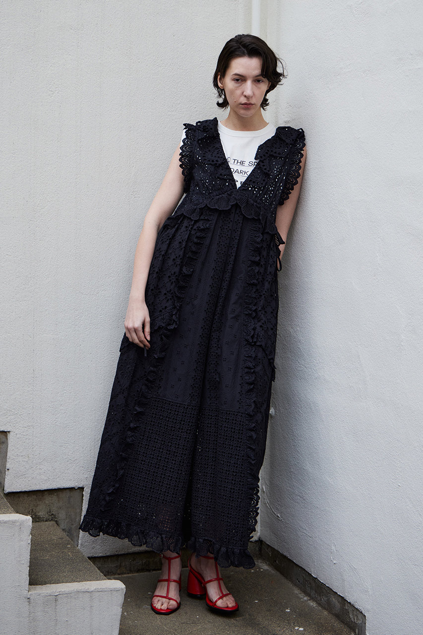メゾンスペシャル　ボリュームバルーンロンパース　ブラック MAISON SPECIAL(メゾンスペシャル)｜【予約販売】Lace Patch Rompers