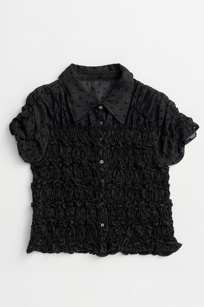 メゾンスペシャル/MAISON SPECIALの【予約販売】Shirring French Sleeve Shirt/シャーリングフレンチスリーブシャツ(BLK(ブラック)/21261315211)
