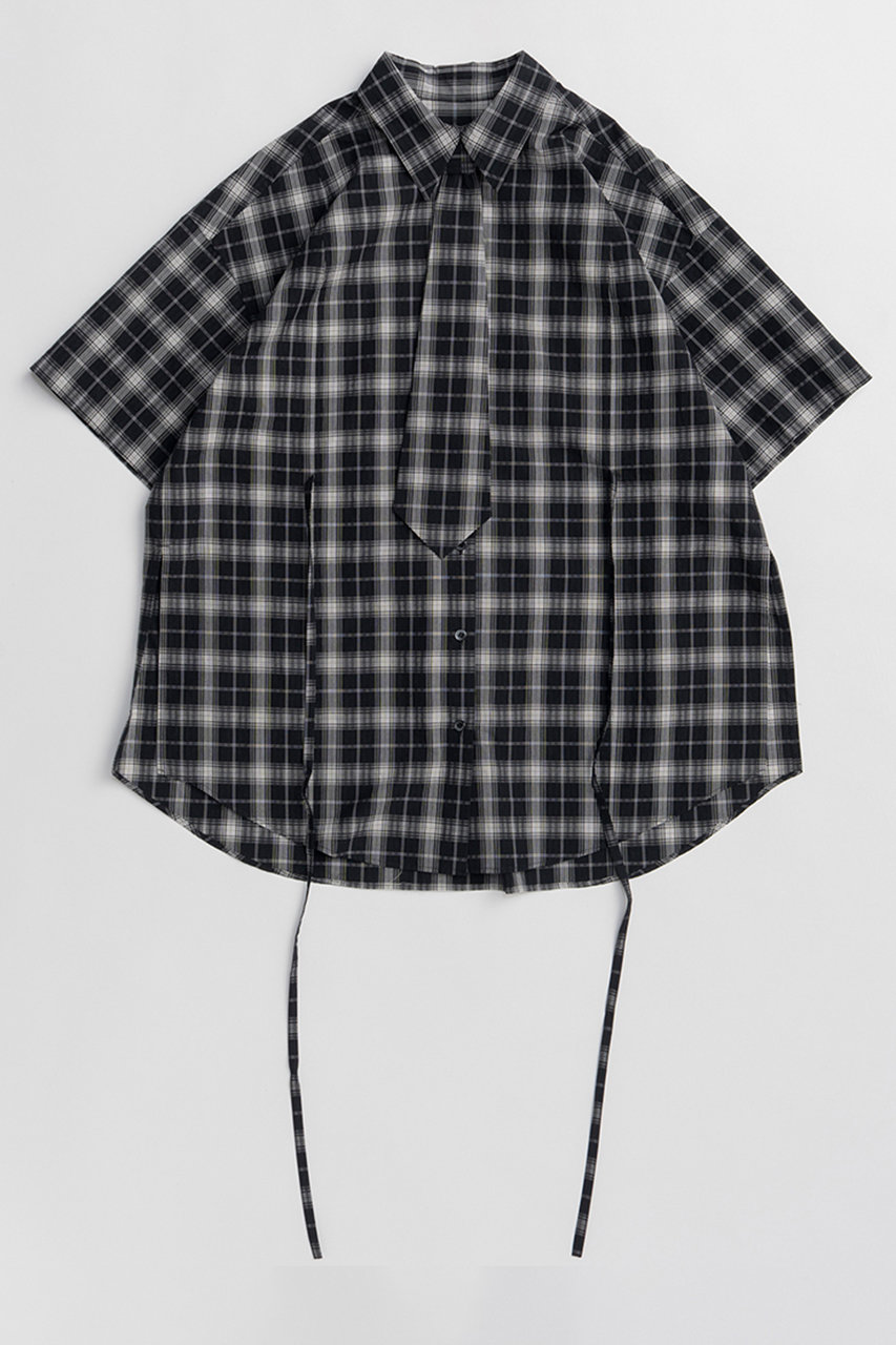 メゾンスペシャル/MAISON SPECIALの【予約販売】Half-Sleeve Over Tie Shirt/ハーフスリーブオーバーネクタイシャツ(BLK(ブラック)/21261315307)