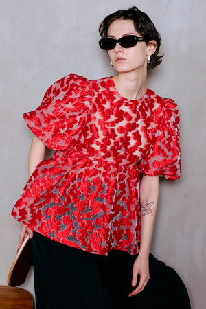 メゾンスペシャル/MAISON SPECIALの【予約販売】Sheer Flower Jacquard Blouse/シアーフラワージャガードブラウス(110400/110402)