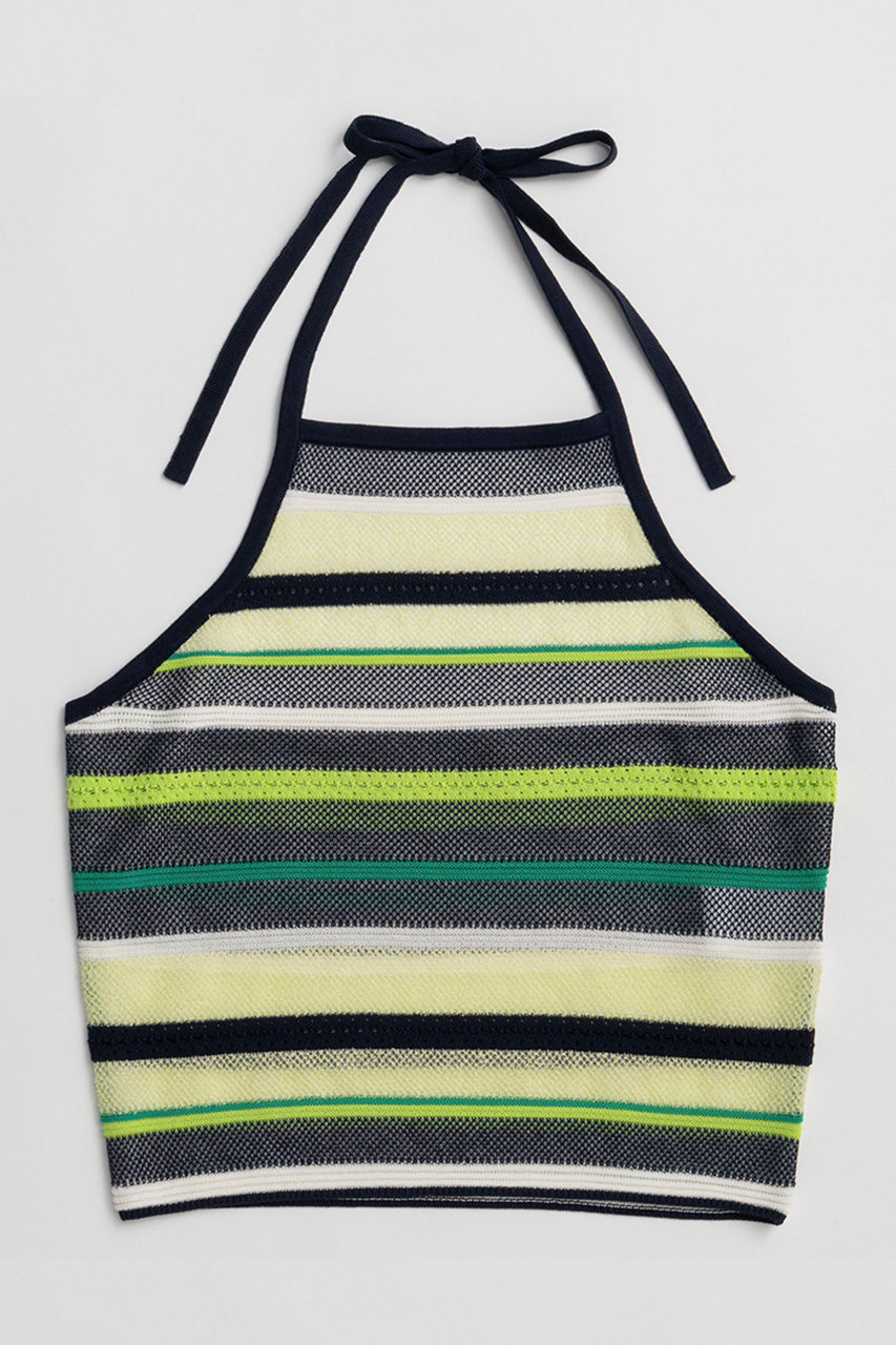 メゾンスペシャル/MAISON SPECIALの【予約販売】Border American Sleeve Knit Tank/ボーダーアメスリニットタンク(GRN(グリーン)/21261366303)