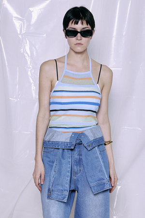 メゾンスペシャル/MAISON SPECIALの【予約販売】Border American Sleeve Knit Tank/ボーダーアメスリニットタンク(110300/110301)