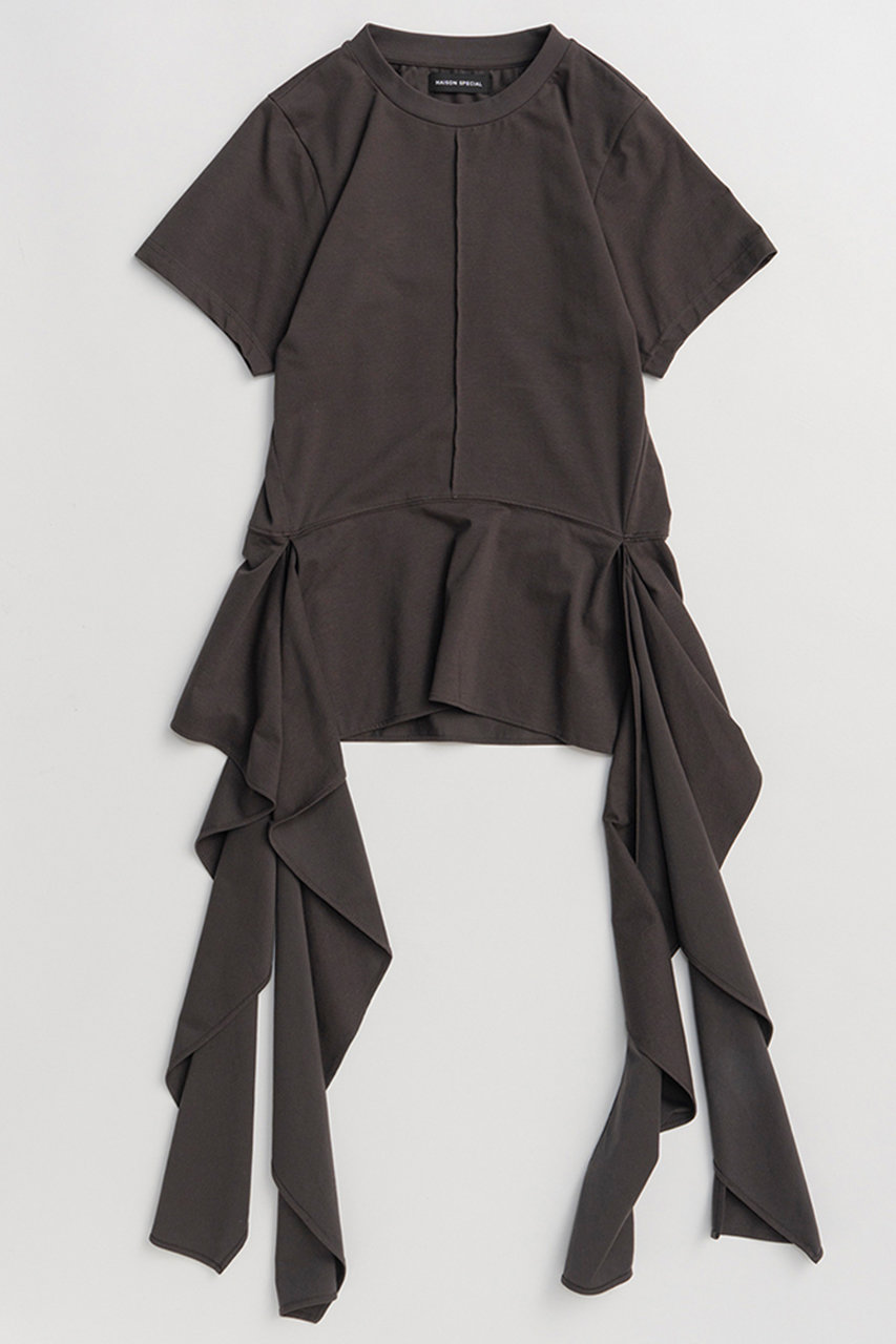 メゾンスペシャル/MAISON SPECIALの【予約販売】Ruffle Hem T-Shirt/ラッフルヘムTシャツ(C.GRY(チャコールグレー)/21261415209)