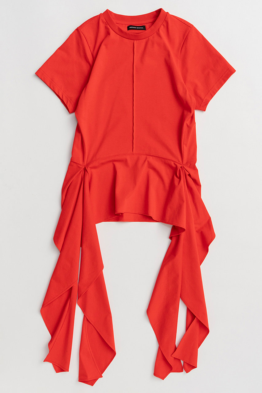 メゾンスペシャル/MAISON SPECIALの【予約販売】Ruffle Hem T-Shirt/ラッフルヘムTシャツ(RED(レッド)/21261415209)