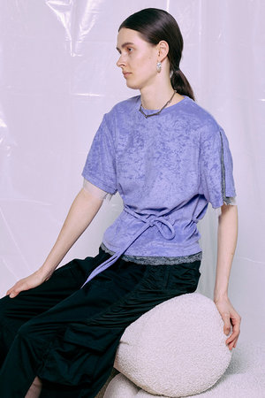 メゾンスペシャル/MAISON SPECIALの【予約販売】2WAY Lace Trim Pile T-Shirt/2WAYレーストリムパイルTシャツ(110100/110102)